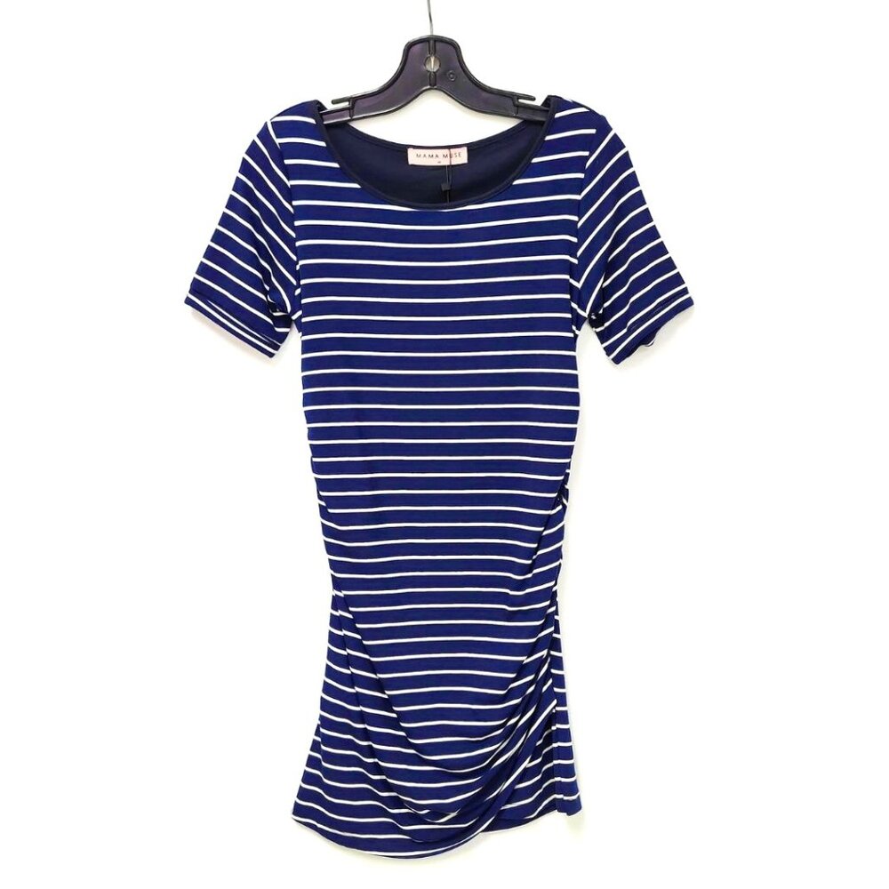 Mama Muse Women's Blue Midi Maternity Dress W/White Stripes Size XS, S & L